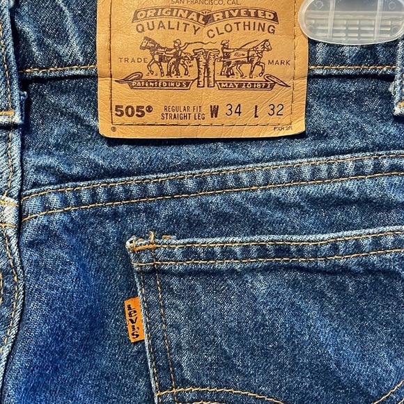 90s Levis Jeans Orange Tab VTG 505 34 Dark Blue Straight Denim 1996 Americana - Picture 16 of 16